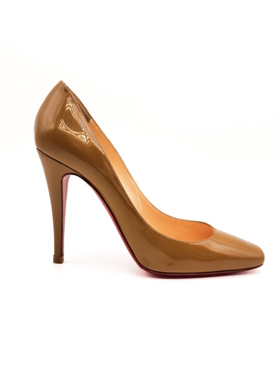 Christian Louboutin Shoes - Christian Louboutin Taupe Beige Nude Patent Leather Pumps EU 38